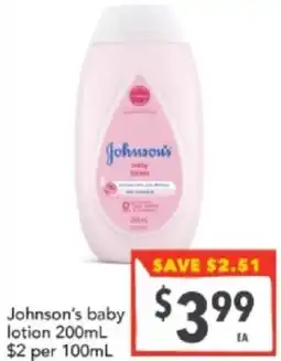 Supa Valu Johnson's baby lotion offer