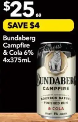 Supa Valu Bundaberg Campfire & Cola 6% offer