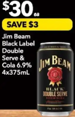 Supa Valu Jim Beam Black Label Double Serve & Cola 6.9% offer
