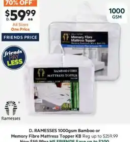 Harris Scarfe Bamboo or Memory Fibre Mattress Topper offer