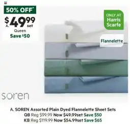 Harris Scarfe Assorted Plain Dyed Flannelette Sheet Sets QB offer