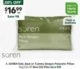 Harris Scarfe Side, Back or Tummy Sleeper Polyester Pillow offer