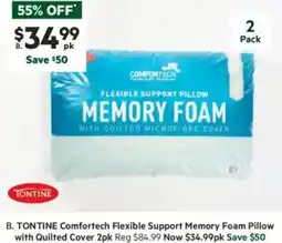 Harris Scarfe Comfortech Flexible Support Memory Foam Pillow with Quilted Cover offer