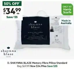 Harris Scarfe Memory Fibre Pillow Standard offer