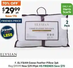 Harris Scarfe ELYSIAN Goose Feather Pillow offer