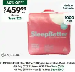 Harris Scarfe SleepBetter 1000gsm Australian Wool Underlay offer