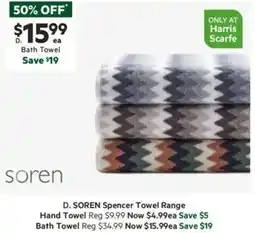 Harris Scarfe Spencer Towel Range Hand Towel offer