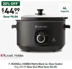 Harris Scarfe Matte Black 4L Slow Cooker offer