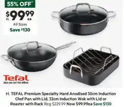 Harris Scarfe Premium Specialty Hard Anodised 30cm Induction Chef Pan with Lid, 32cm Induction Wok with Lid or Roaster with Rack offer