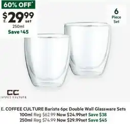 Harris Scarfe Barista 6pc Double Wall Glassware Sets offer