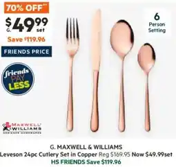 Harris Scarfe Leveson 24pc Cutlery Set in Copper offer