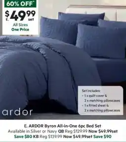 Harris Scarfe Byron All-in-One 6pc Bed Set Available in Silver or Navy offer