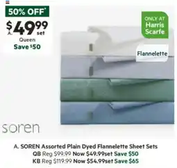 Harris Scarfe Assorted Plain Dyed Flannelette Sheet Sets offer