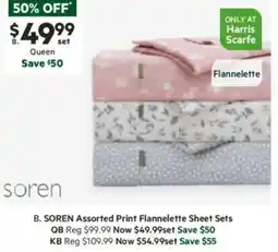 Harris Scarfe Assorted Print Flannelette Sheet Sets offer