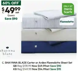 Harris Scarfe Carter or Arden Flannelette Sheet Set offer