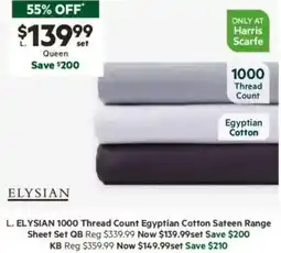 Harris Scarfe 1000 Thread Count Egyptian Cotton Sateen Range Sheet Set offer