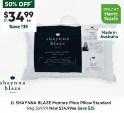 Harris Scarfe Memory Fibre Pillow Standard offer