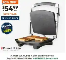 Harris Scarfe Russell hobbs 4 slice sandwich press offer