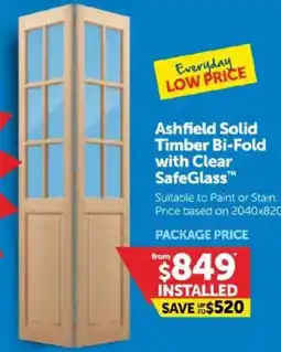 Doors Plus Ashfield Solid Timber Bi-Fold with Clear SafeGlass offer