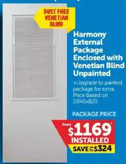 Doors Plus Harmony External Package Enclosed with Venetian Blind Unpainted offer