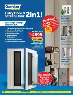 Doors Plus Guardian ER94 Entry Door & 2in1 Screen Door offer