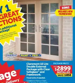 Doors Plus Claremont 10 Lite Double External Package with Clear Safeglass™ and Framework. offer