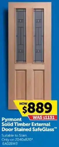 Doors Plus Pyrmont Solid Timber External Door Stained SafeGlass offer