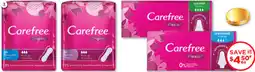Carefree Original Liners or Flexia Tampons