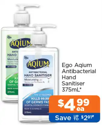 Good Price Pharmacy Ego Aqium Antibacterial Hand Sanitiser offer