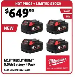 Blackwoods M18 redlithium 5.0ah battery offer