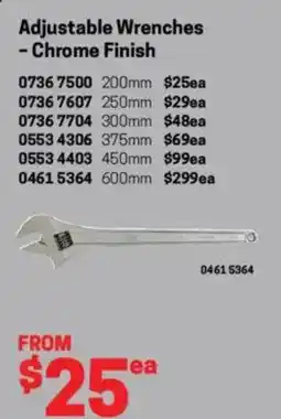 Blackwoods Adjustable wrenches chrome finish offer