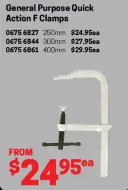 Blackwoods General purpose quick action f clamps offer