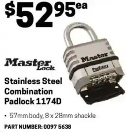 Blackwoods Stainless steel combination padlock offer