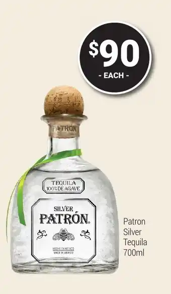 Super Cellars Patron Silver Tequila offer