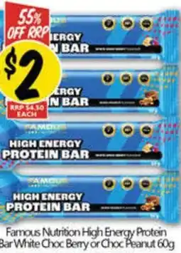 NQR Famous nutrition high energy protein bar offer