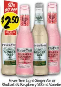 NQR Fever-tree light ginger ale or rhubarb & raspberry offer
