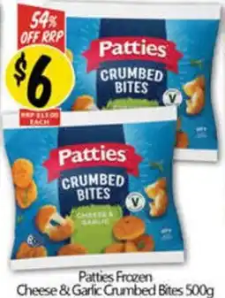Patties frozen cheese & garlic crumbed bites