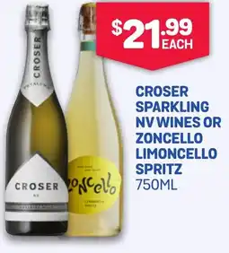 Croser sparkling nv wines or zoncello limoncello spritz
