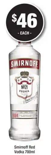 Bottler Smirnoff red vodka offer