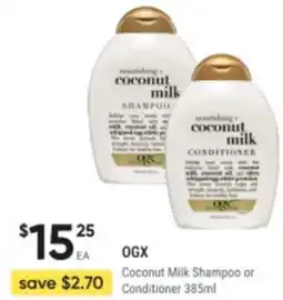 Coconut milk shampoo or conditioner