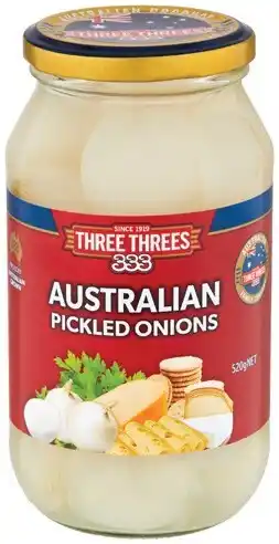 IGA Three Threes Pickled Onions 520g offer
