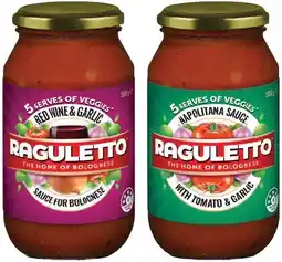 IGA Raguletto Pasta Sauce 500g Selected Varieties offer