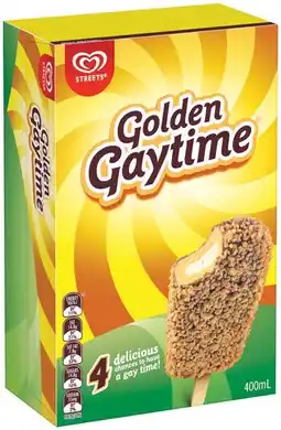 IGA Streets Golden Gaytime Ice Cream 4 Pack Selected Varieties offer