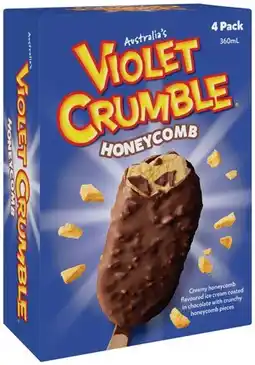 IGA Violet Crumble or Reese’s Ice Cream 4 Pack Selected Varieties offer