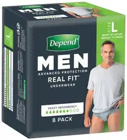 IGA Depend Real Fit Men Underwear 8 Pack Selected Varieties offer