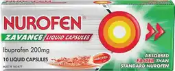 IGA Nurofen Zavance Ibuprofen 200mg Liquid Capsules 10 Pack offer