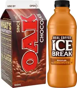 IGA Ice Break Real Coffee 500mL or Oak Flavoured Milk 600mL Selected Varieties offer