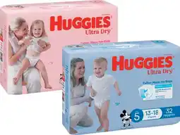 IGA Huggies Ultra Dry, Newborn or Infant Nappies 30‑54 Pack Selected Varieties offer