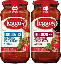 IGA Leggo’s Pasta Sauce 490‑500g Selected Varieties offer