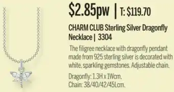 Charm Club Sterling Silver Dragonfly Necklace